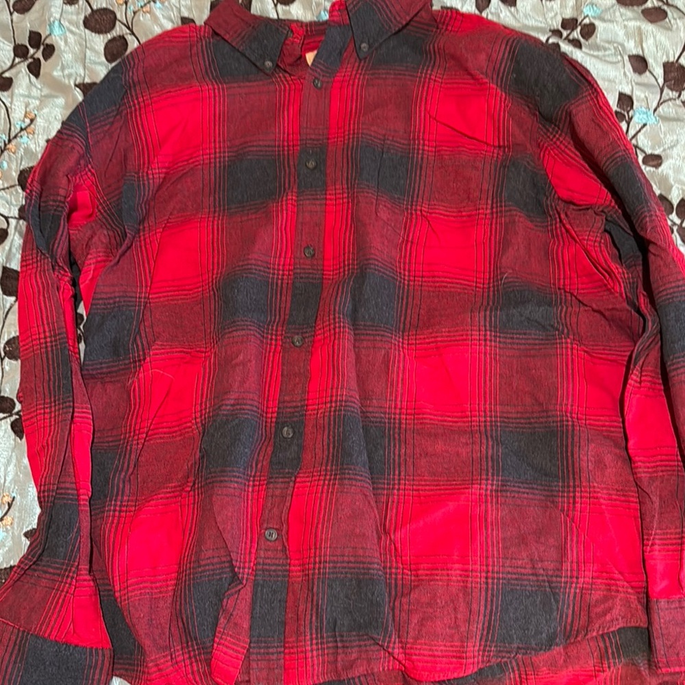 The Foundry Supply Co. Red and Black Flannel Shirt